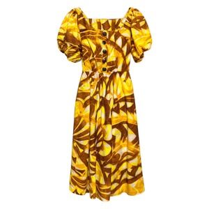 Samoa Lokostyle Hawaiian Tropical Midi Dress Women Size 18 Islandcore Retro Chic